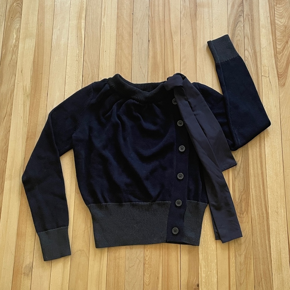 COS Bow-Detailed Navy Blue Knit Cardigan - Sz XS - Picture 5 of 16